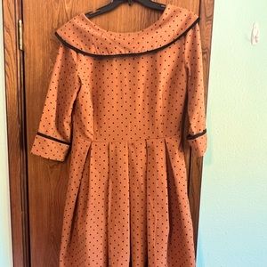 Bettie Page vintage style dress size L light brown